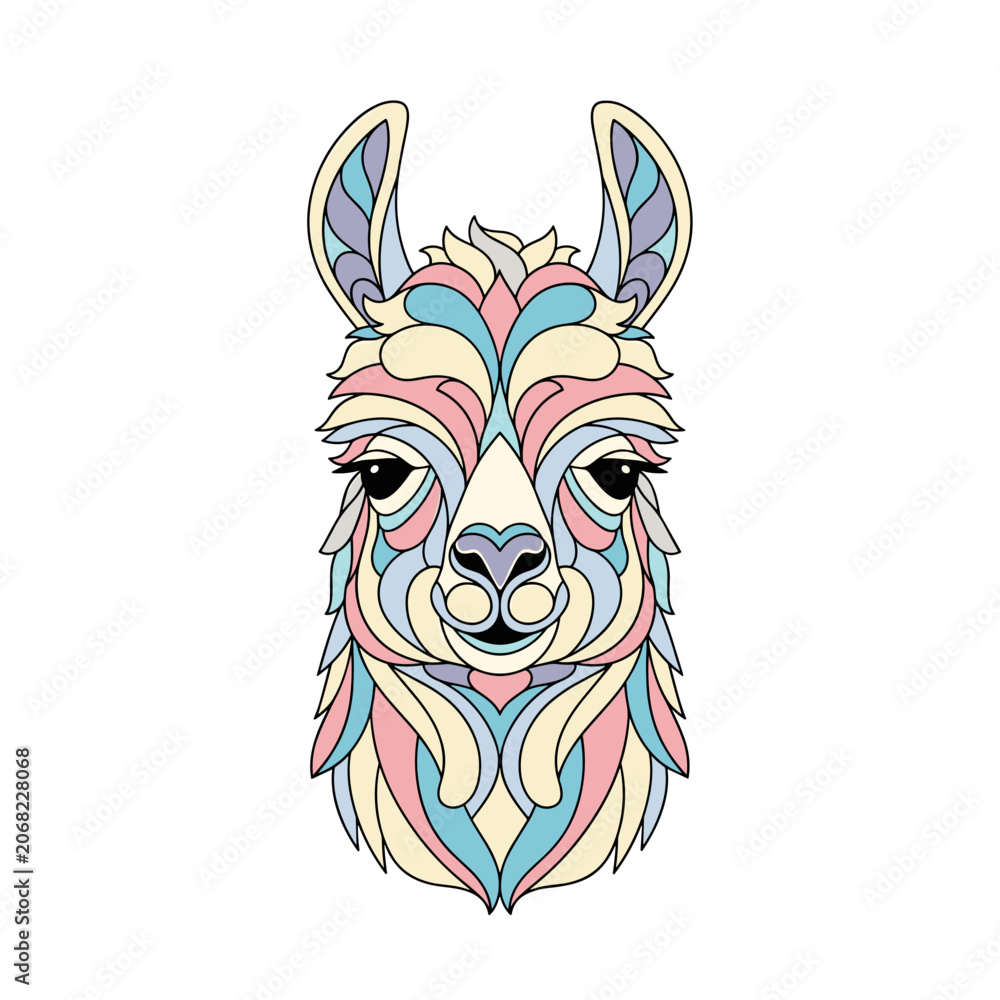 Fototapeta premium Artistic Mandala Style Lama Head Illustration