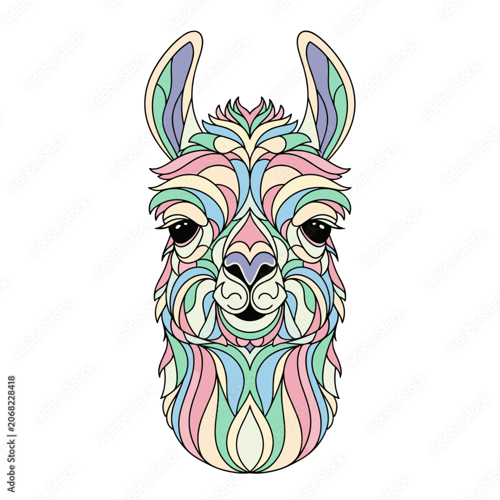 Fototapeta premium Colorful Psychedelic Style Lama Head Art