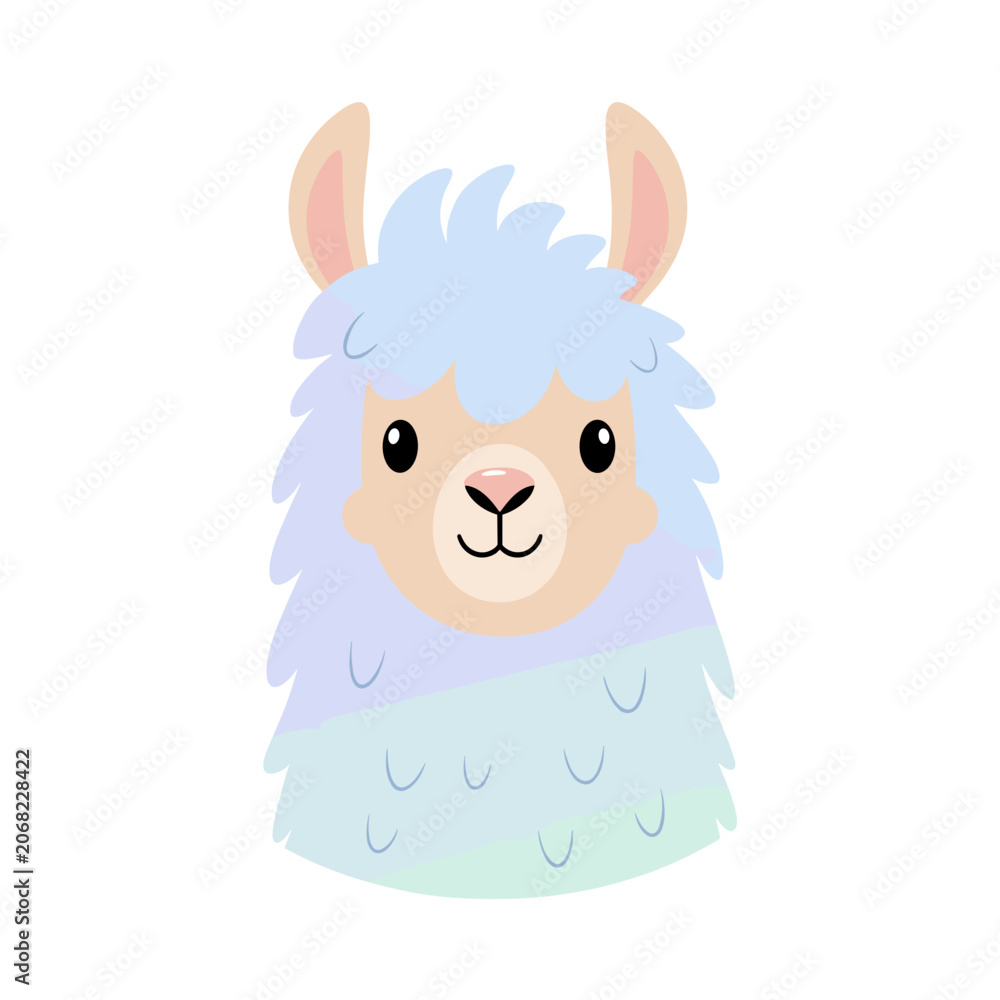 Fototapeta premium Soft Pastel Colored Lama Character Profile