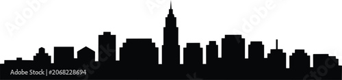 Modern city skyline silhouette showing diverse buildings and heights, an urban landscape view and abstract
