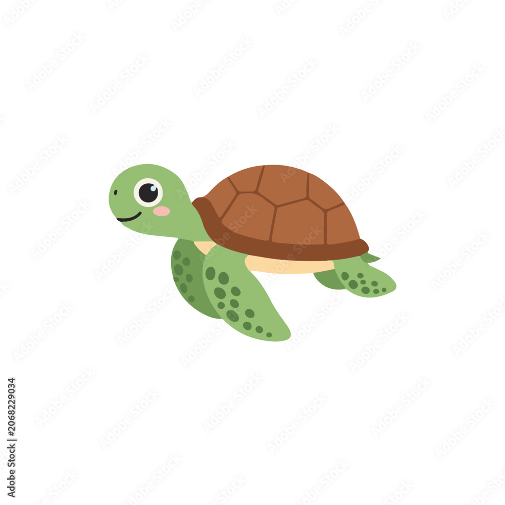 Obraz premium Cute swimming sea turtle vector illustration isolated cartoon marine character