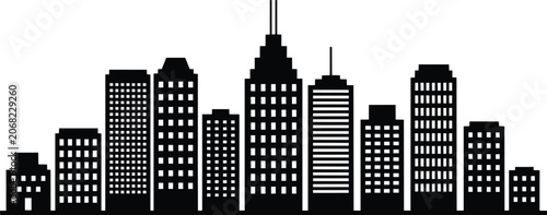 Skyline silhouette and building city and minimalist and urban and modern