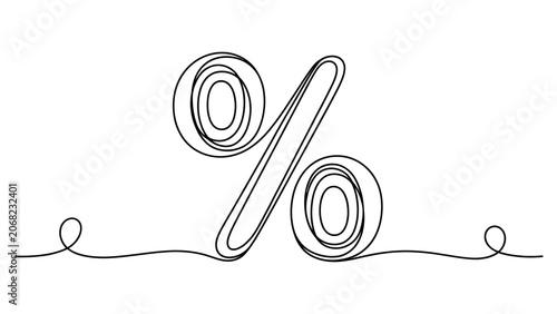 Fotografía Continuous single line drawing of a percent sign symbol for sales and discount p