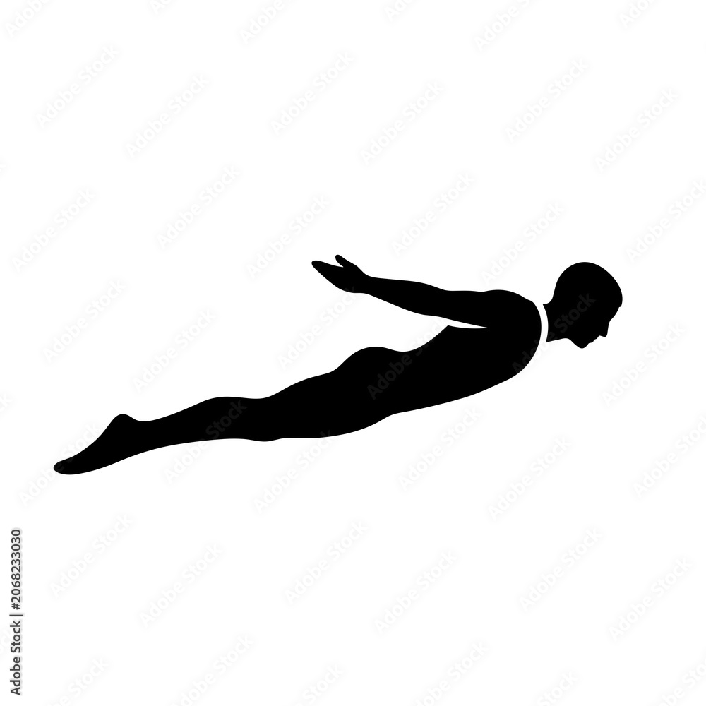 Fototapeta premium Minimalist Diver Silhouette Mid Air Pose