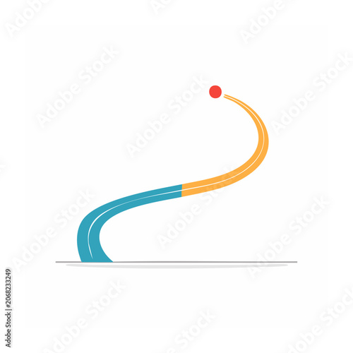 Minimalist curved path with colored dot vector
