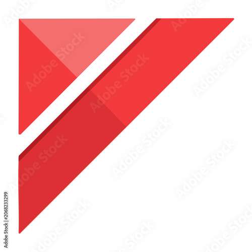 Red diagonal stripes corner icon on transparent background
