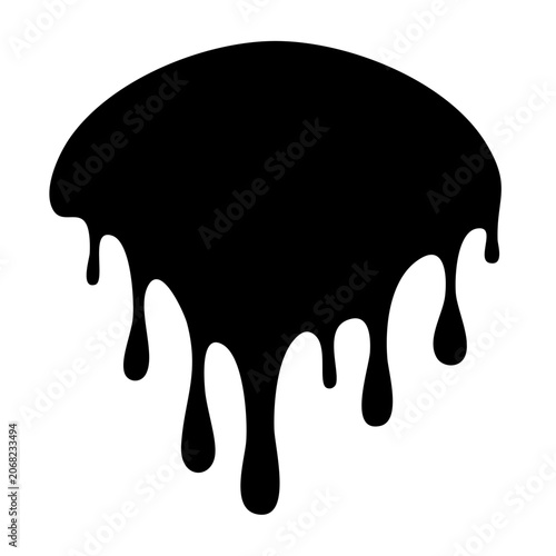 Black dripping liquid icon on transparent background