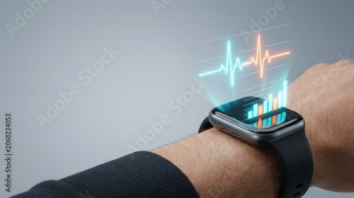 smartwatch projecting heart rate pulse graph