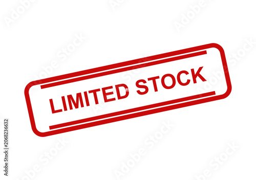 Red rectangular rubber stamp with the words limited stock written inside isolated on a clean white background design isolated on transparent background