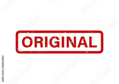 Red rubber stamp with the word original inside a rectangular frame isolated on a plain white background for design isolated on transparent background