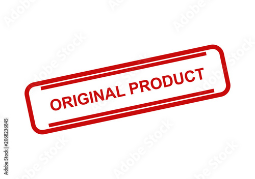 Red rubber stamp with the text original product tilted on a clean white background for business and commerce branding isolated on transparent background