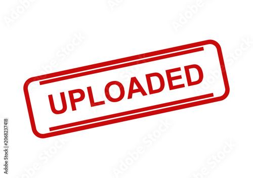 Red rubber stamp with the word uploaded inside a rectangular border isolated on a clean white background for web design isolated on transparent background