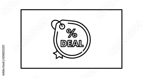Discount Deal Tag Icon with Percentage Symbol, Sale Offer, Marketing Concept