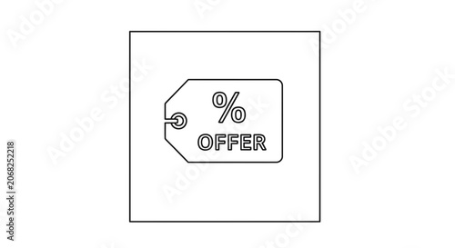 Discount Offer Tag with Percentage Symbol, Sale Promotion Label, Retail Marketing Icon