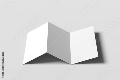 Realistic accordion fold brochure mockup featuring multiple blank panels and clean paper textures. 