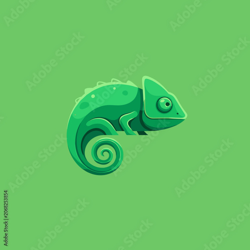 Simple Green Chameleon Silhouette in Square Frame