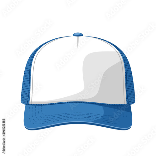 Classic Blue and White Baseball Cap Front View