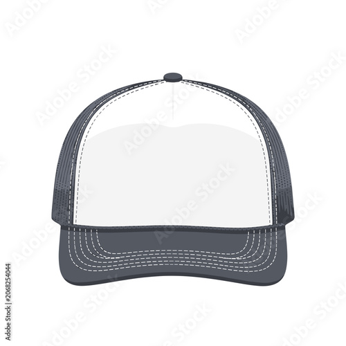White and Grey Snapback Cap Front View