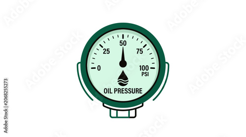 Analog tractor oil pressure gauge with green dial.
