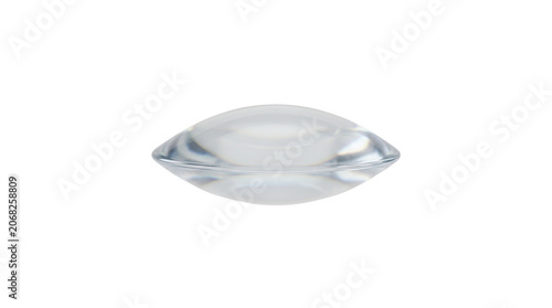 Clear Water Droplet Reflecting Light on White Background.