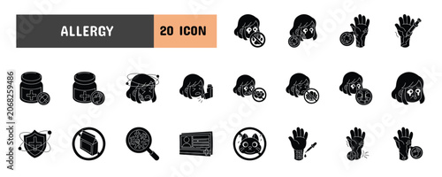 Bild auf Leinwand 20 Allergy Glyph Icon Illustration Set