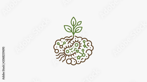 Tableau sur toile Microscopic life forms and plant sprout illustration.