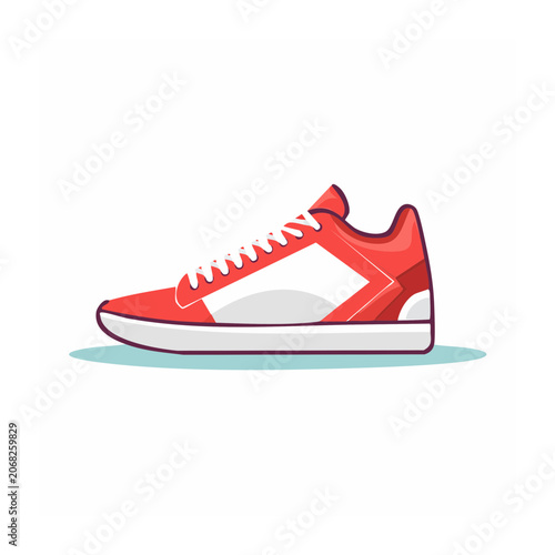 Red and white sneaker flat design illustration