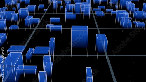 Holographic Urban Grid In Glowing Blue Tech Atmosphere
