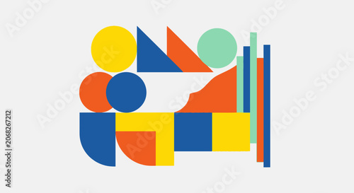 Abstract geometric shapes composition, vibrant colors, modern design