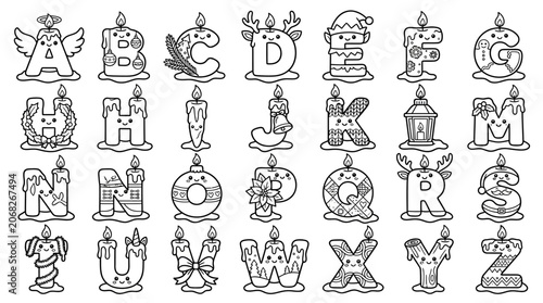 Christmas Alphabet Candles - Festive ABC Letters with Holiday Decorations