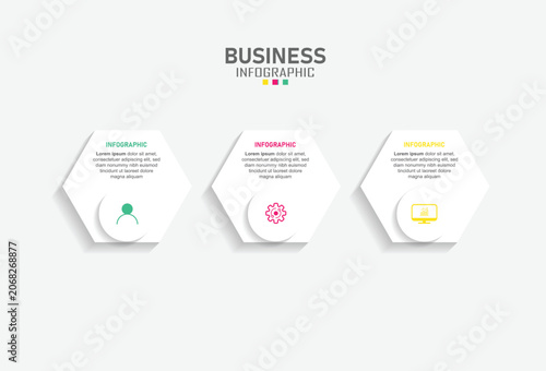 Business infographic design template with 3 options, steps or processes. Can be used for workflow layout, diagram, annual report, web design