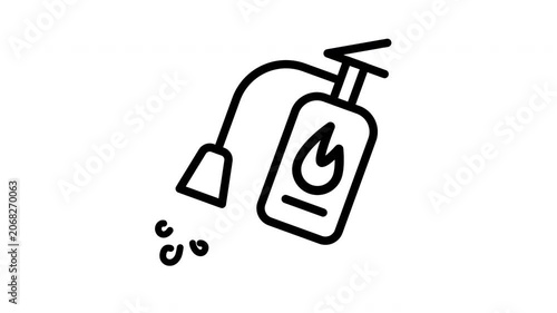 Swaying fire extinguisher line icon animation for safety concepts and web design