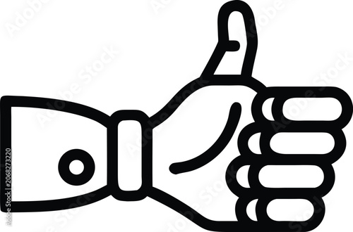 Thumbs up hand gesture icon linear style social interaction