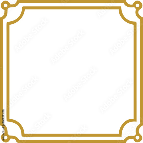 Decorative gold square frame border vector illustration