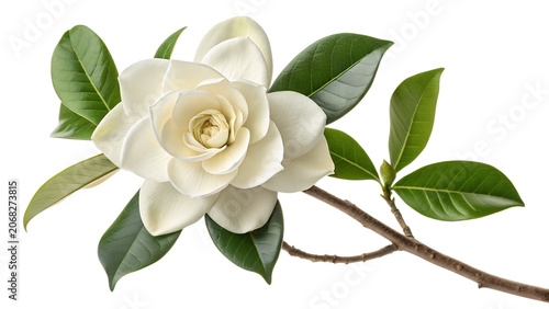 White Gardenia Blossom on Branch