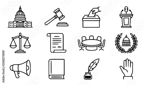 Konstfotografi International Day of Parliamentarism vector icon set with simple bold line art d