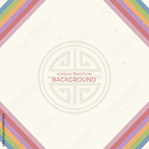 Korean Traditional Background with Colorful Obangsaek Frame and Traditional Pattern