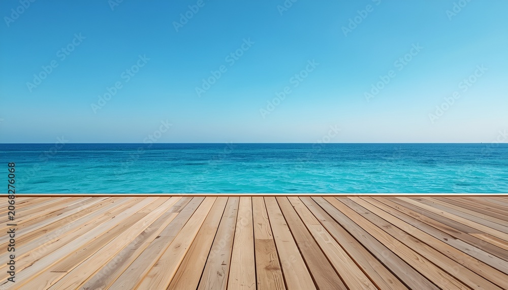 Fototapeta premium Wooden Deck with Ocean View