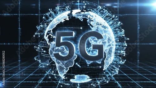 Global 5G network technology concept with digital earth background