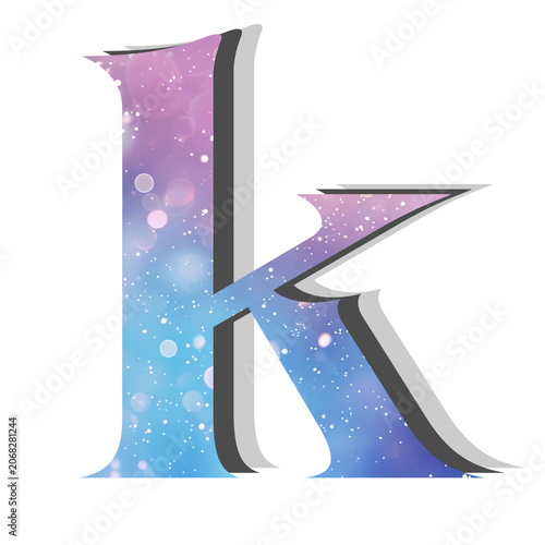 Creative Letter K with a Dreamy, Bokeh, Galaxy, and Nebula Inspired Design
