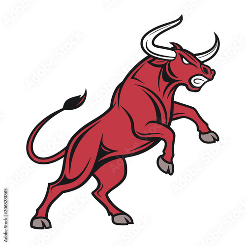 фотографія Aggressive red bull mascot illustration