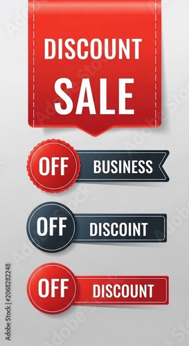 Vibrant Red Ribbon & Ribbons Announcing a Big Discount Sale for Business Savings.