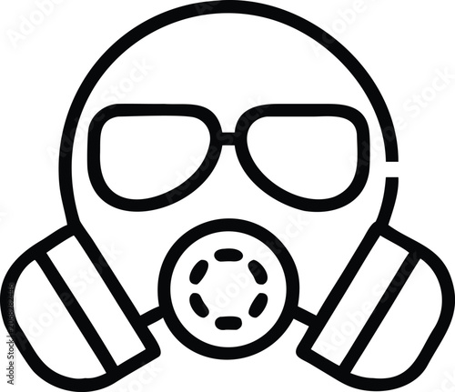 Gas mask respirator icon for industrial safety design