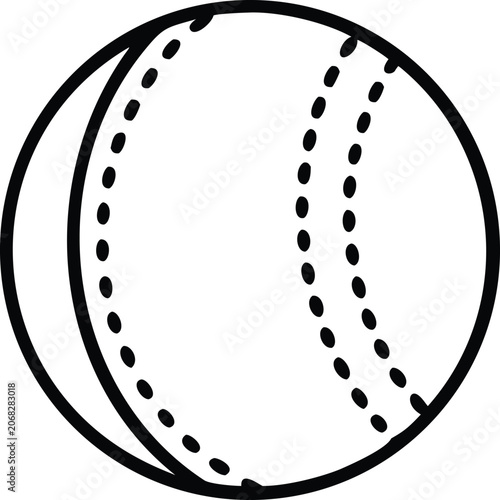 Cricket ball line art icon for sports coloring page