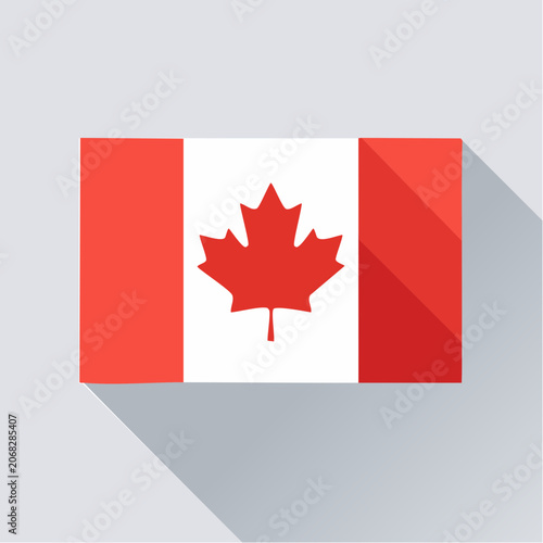 Flat design Canada flag vector with long shadow.