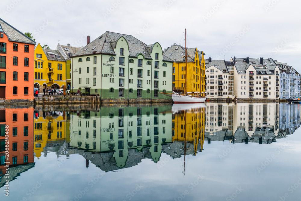 Fototapeta premium City of Alesund, port city, Norway, Norwegian fjords, UNESCO World Heritage Site
