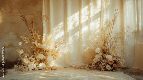 Dried flower display warm colors interior decor