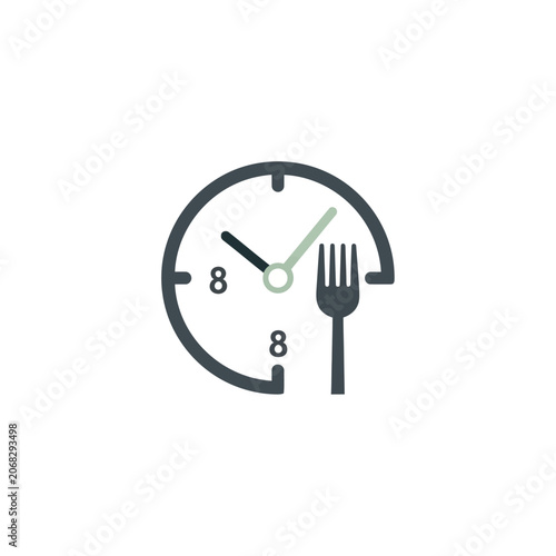Minimal intermittent fasting stopwatch icon representing healthy meal timing and diet schedule with fork and clock symbols