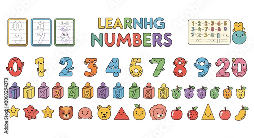 Cuadro en lienzo Educational number collection for early childhood learning