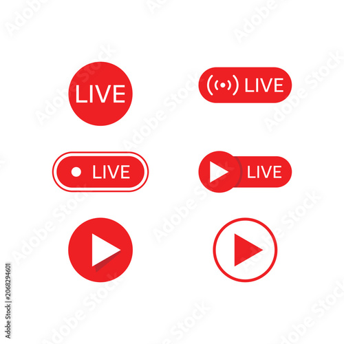 Live streaming play button logo icon